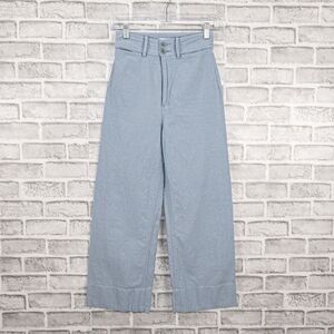 Apiece Apart Women's High Rise Wide Leg Merida Pants Dusty Blue Crop Sz 00